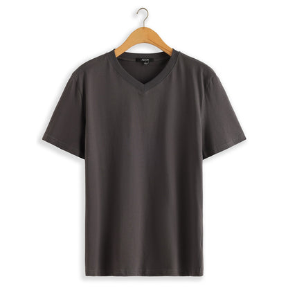 100% Cotton V Neck Short Sleeves T shirt Tee - oukumen