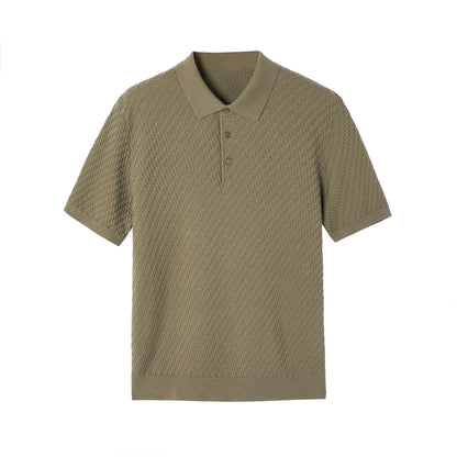 Cotton Mulberry Silk Linen Lapel Polo