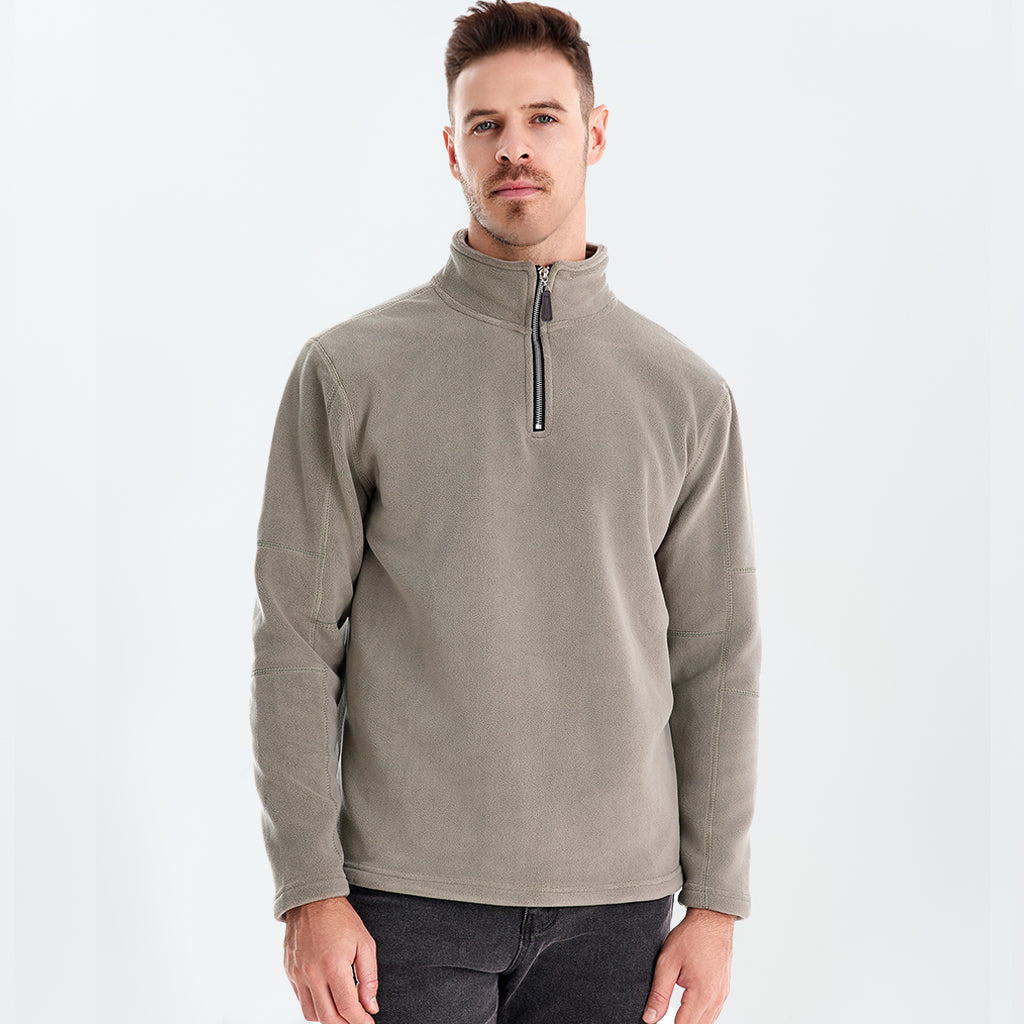 Polar Fleece Stand Collar Half Zip Long Sleeve Sweatshirt - oukumen