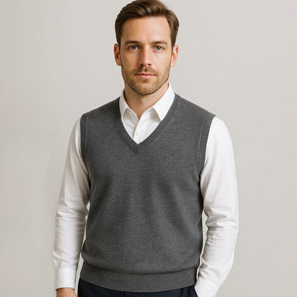 100% Merino Wool Sweater Vest - oukumen
