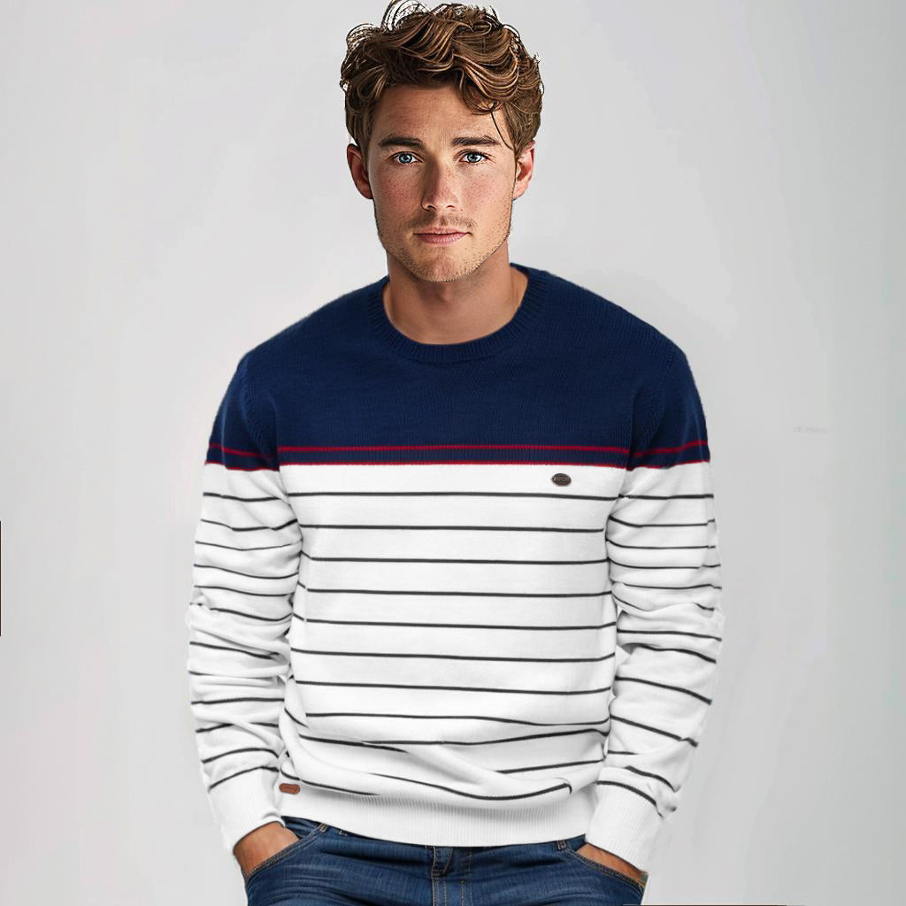 Block Striped Knitwear Pullover Sweater - oukumen