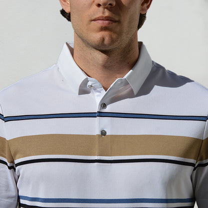 Classic Fit Business Casual Striped Short Sleeves Polo