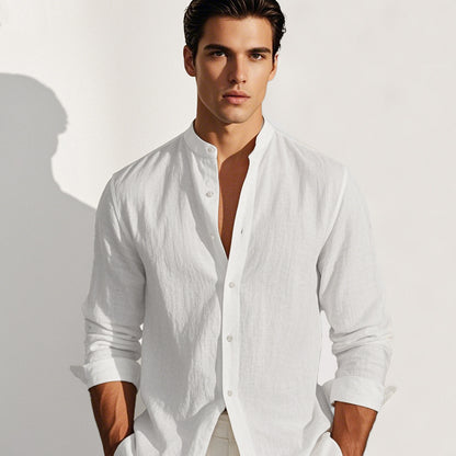 100% Linen Elegant Vacation Shirt - oukumen