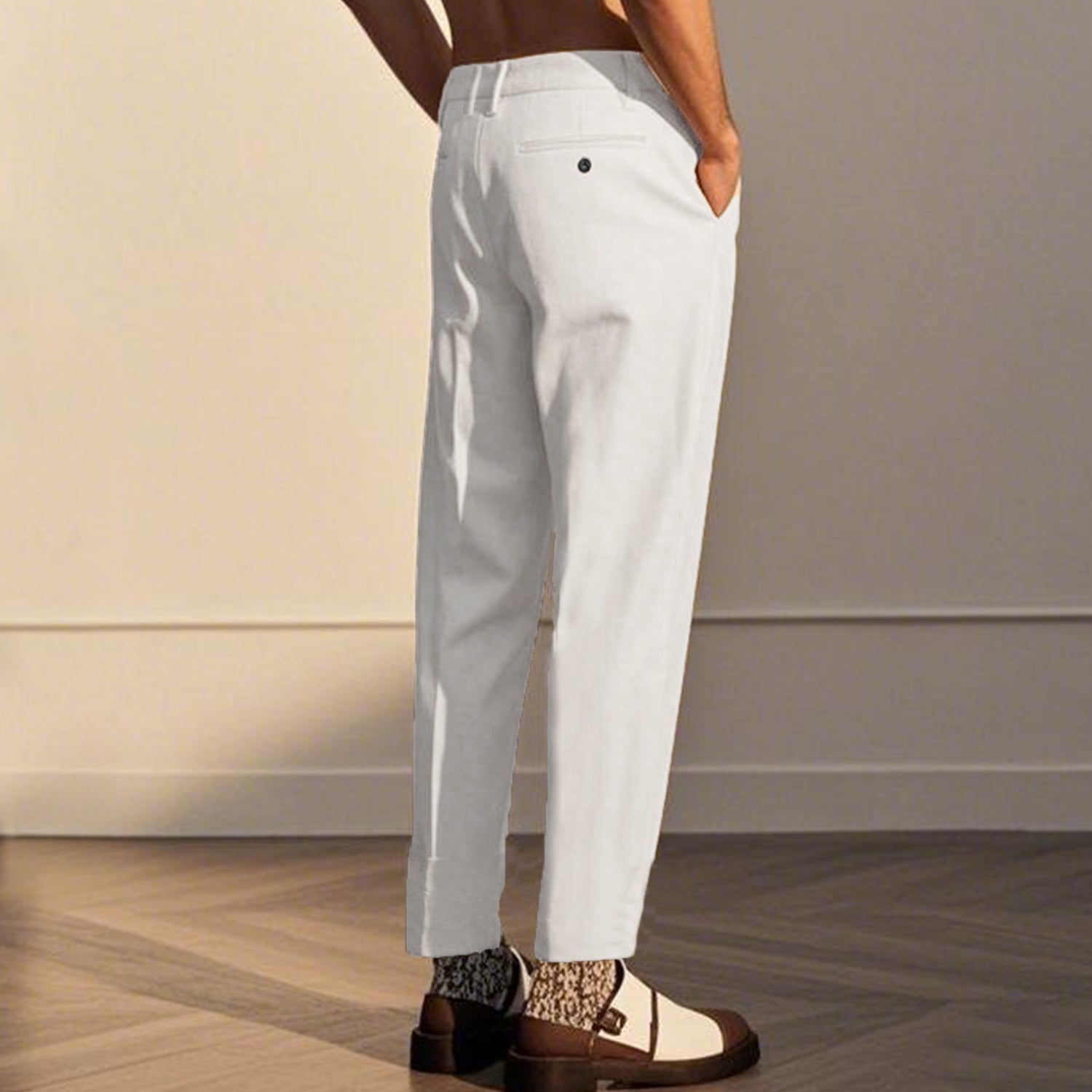 Cotton-Linen Drawstring Pants - oukumen