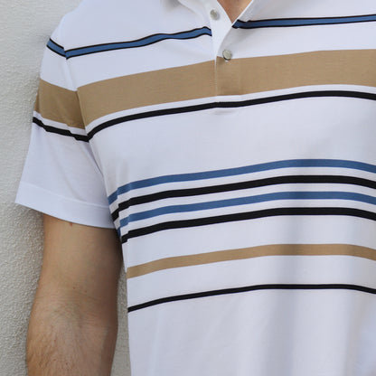 Classic Fit Business Casual Striped Short Sleeves Polo