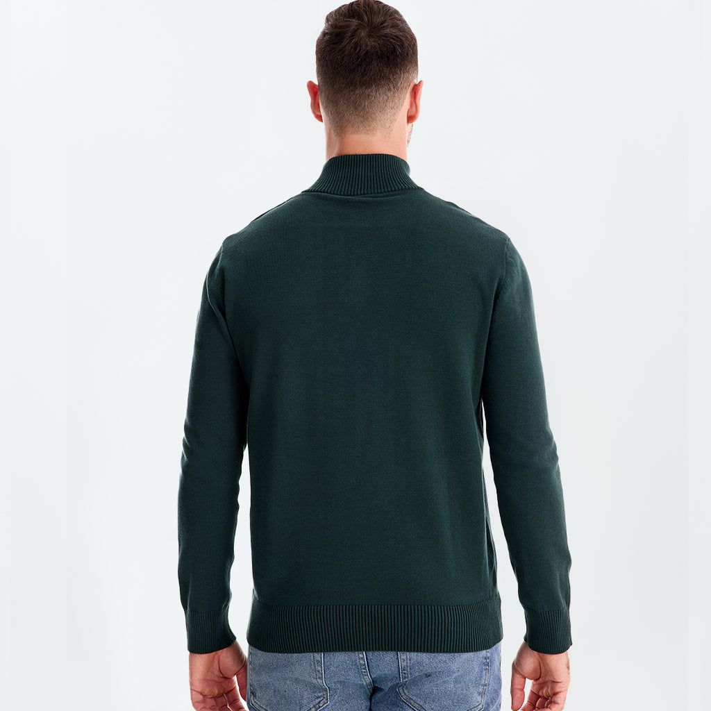 Cotton Knit Striped Half Zip Knitwear - oukumen