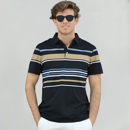 Classic Fit Business Casual Striped Short Sleeves Polo