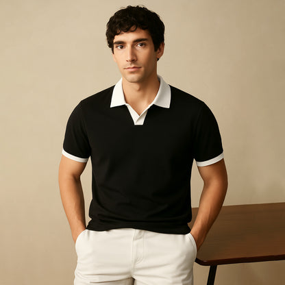 100% Cotton Colorblock Performance Polo - oukumen