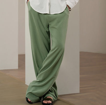 Linen Plain Casual Pants - oukumen