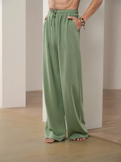 Linen Plain Casual Pants - oukumen