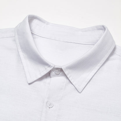 Cotton Linen Turndown Collar Casual Shirt