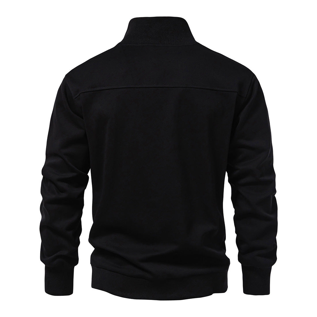 Zip Black Lapel Sports Hoodie Sweatshirt - oukumen