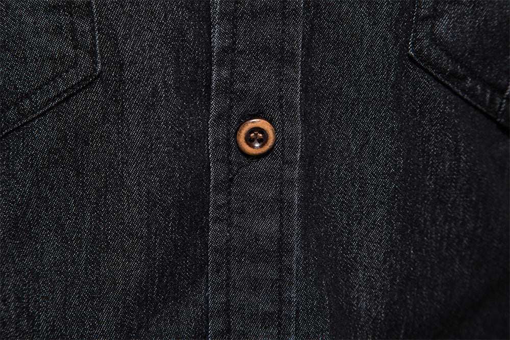 Denim Button Up Shirt Casual Shirt - oukumen