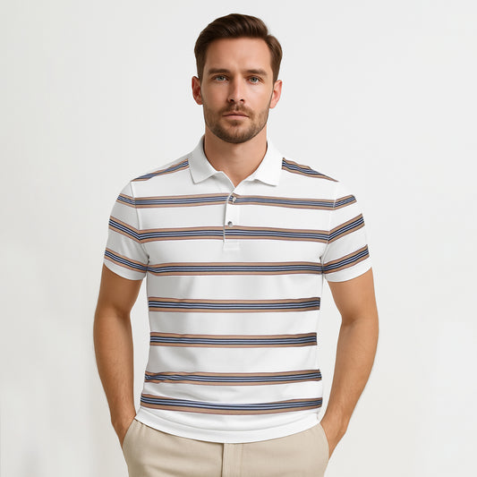 Cotton-Silk Striped Polo