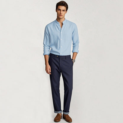 100% Linen Elegant Vacation Shirt - oukumen