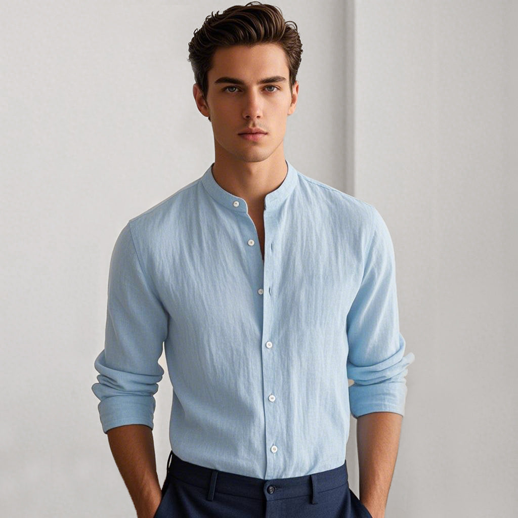 100% Linen Elegant Vacation Shirt - oukumen