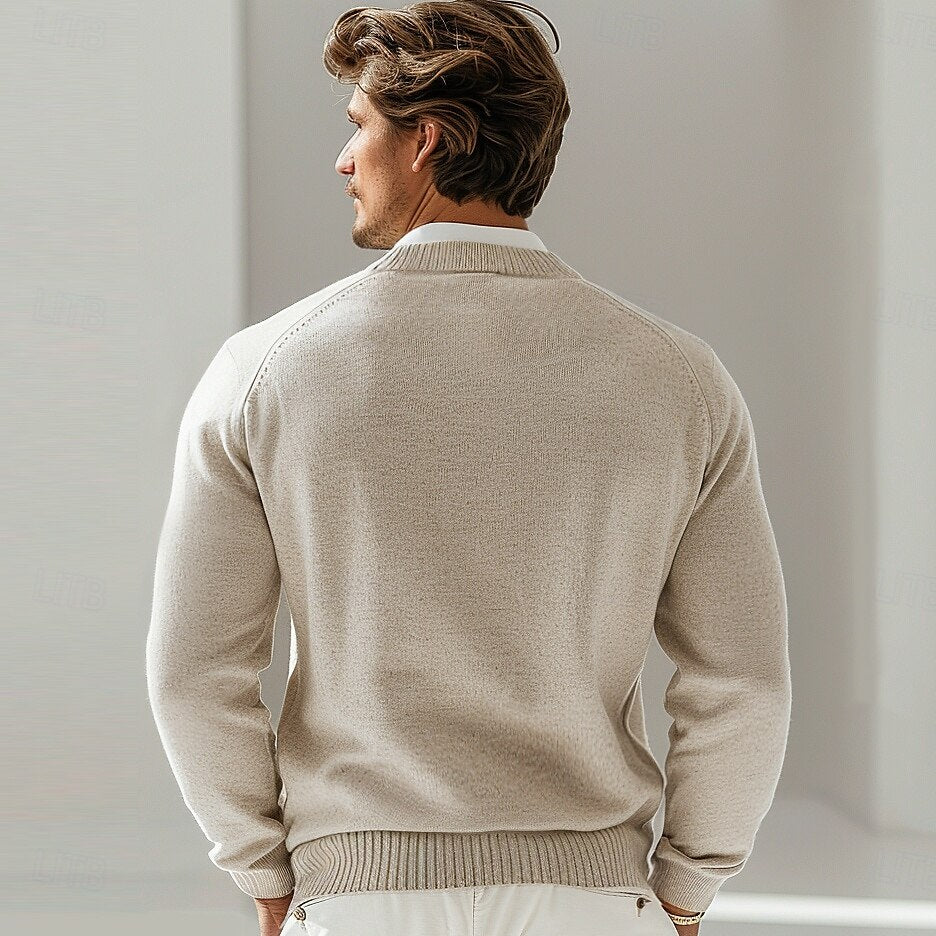 100% Merino Wool V Neck Knitwear Cardigan Sweater - oukumen