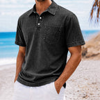Acid-Wash Pocket Polo Shirt