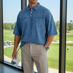 Color-Block Acid-Wash Polo Shirt