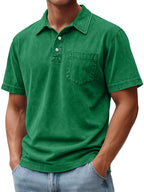 Acid-Wash Pocket Polo Shirt