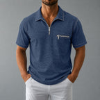 Acid-Wash Zip Polo Shirt