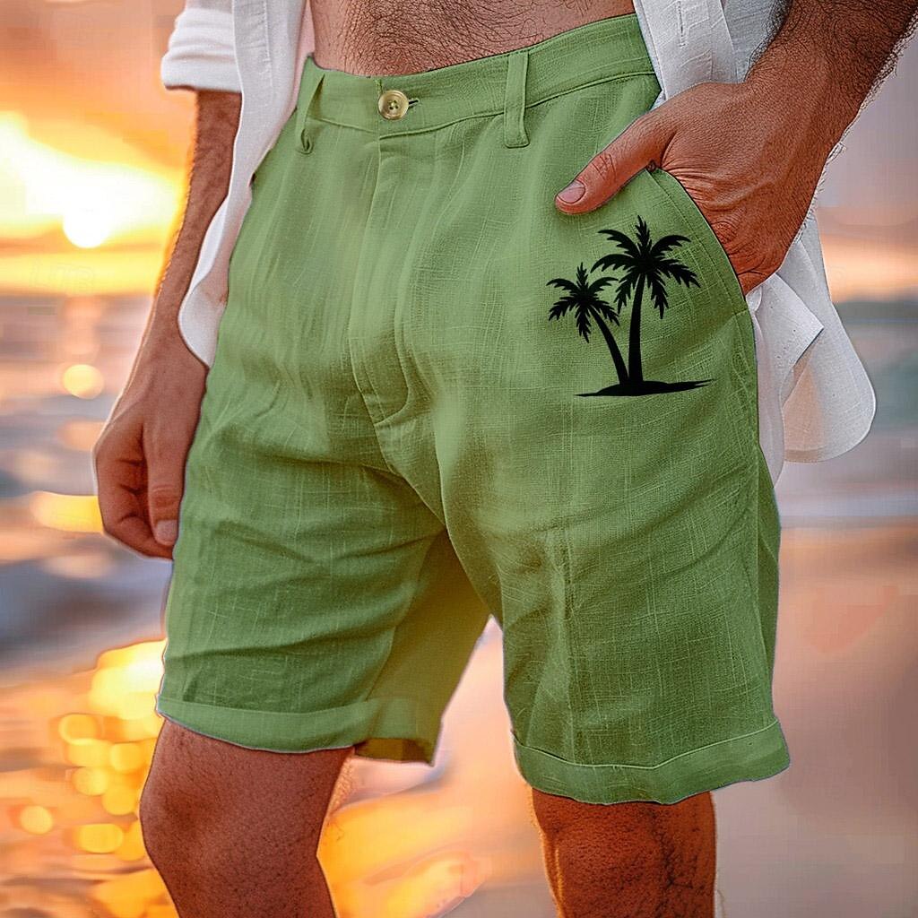 Linen Summer Beach Shorts - oukumen