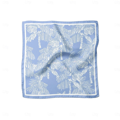 100% Mulberry Silk Palm Tree Print Bandana Scarf