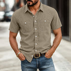 Washed Short-Sleeve Denim Shirt