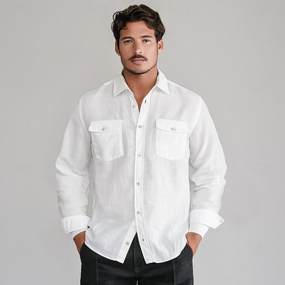 Cotton Linen Pockets Casual Shirt - oukumen