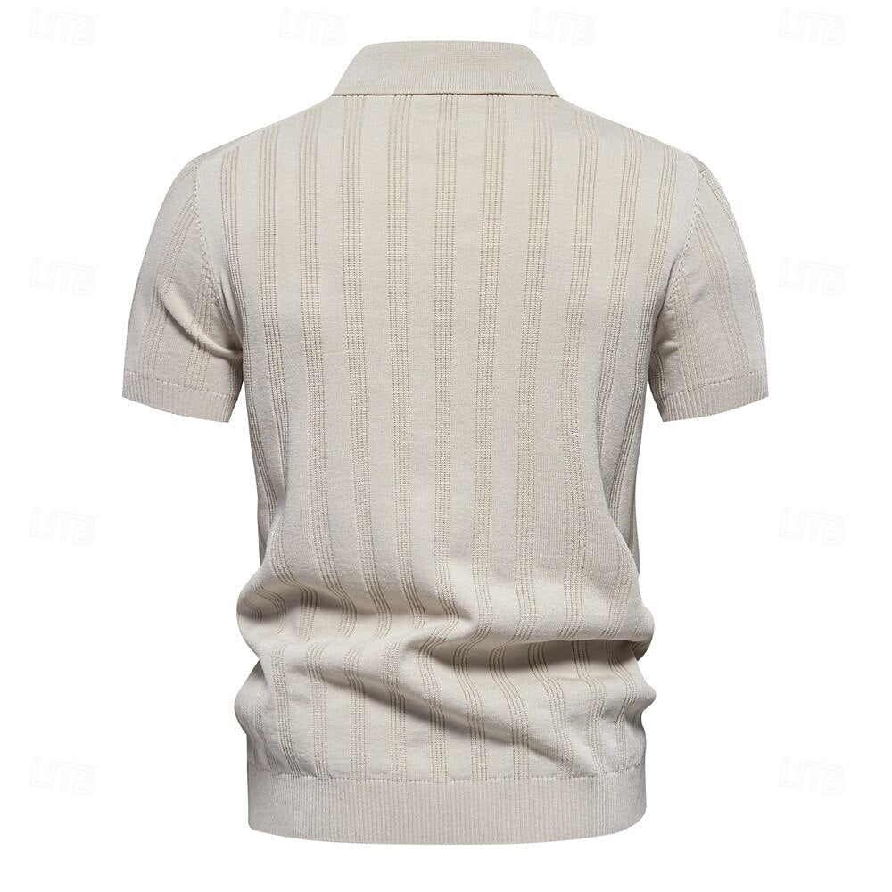 Business Casual Lapel Button Short Sleeve Polo - oukumen