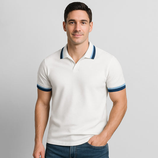 100% Cotton Polo with Contrast Stripe