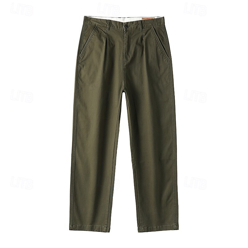 100% Cotton Tapered Carrot Chinos Pants - oukumen