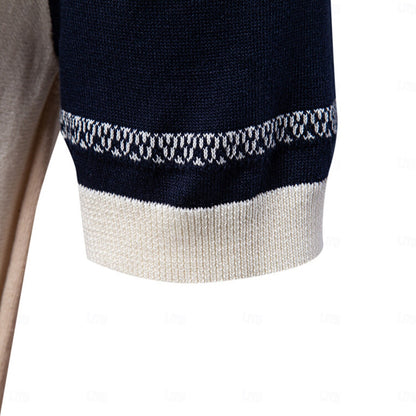 Classic Knit Polo with Vertical Stripes