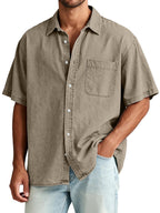 Acid-Wash Short-Sleeve Shirt