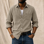 Acid-Wash Long-Sleeve Denim Shirt