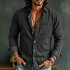 Washed Long-Sleeve Denim Shirt