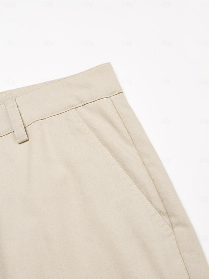 Linen Knee Length Casual Shorts - oukumen