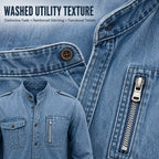 Acid-Wash Mandarin-Collar Shirt