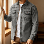 Acid-Wash Long-Sleeve Denim Shirt