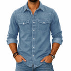 Acid-Wash Long-Sleeve Denim Shirt