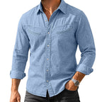 Acid-Wash Long-Sleeve Denim Shirt
