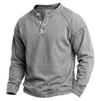 Washed Long-Sleeve Henley Shirt