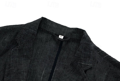 100% Linen Blazer Lightweight Jacket - oukumen