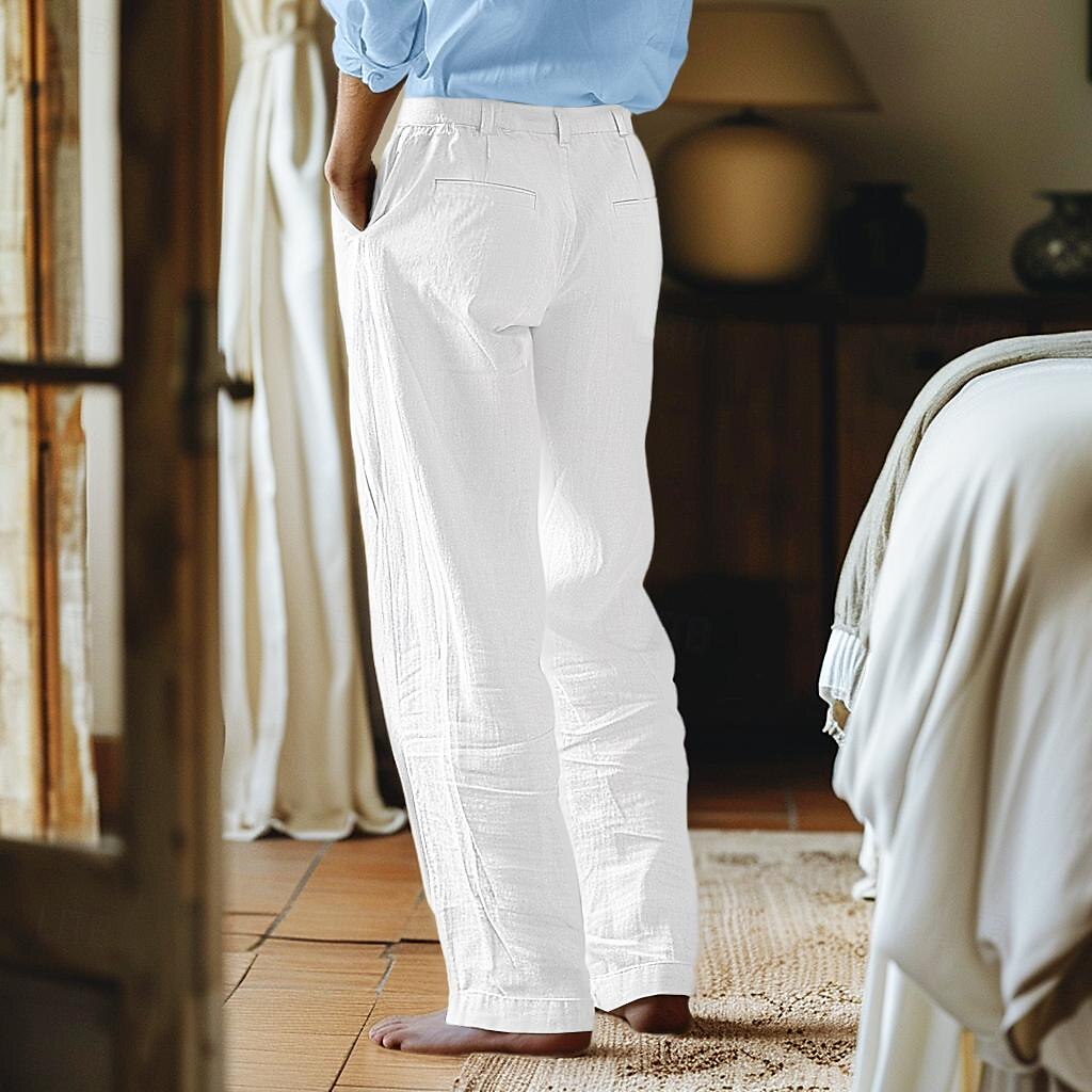 Men's Linen Pants Trousers Summer Pants - oukumen