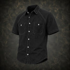 Washed Short-Sleeve Denim Shirt