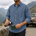 Acid-Wash Long-Sleeve Denim Shirt