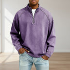 Acid-Wash Stand-Collar T-Shirt