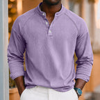 Acid-Wash Long-Sleeve Henley Shirt