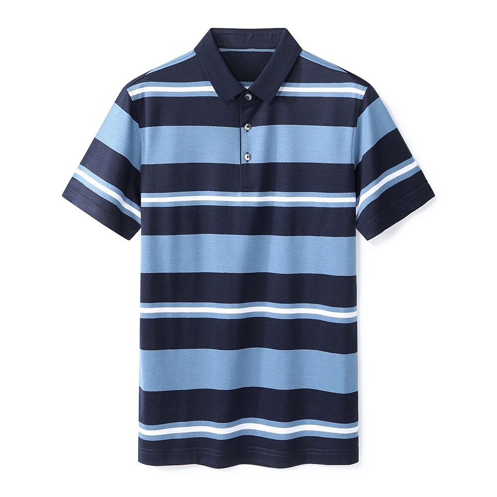 Premium Silk-Blend Striped Polo Shirt - oukumen