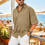 Washed Short-Sleeve Denim Shirt